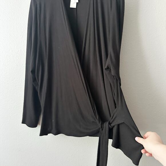 Lane Bryant Black Faux Wrap Pull Over Side Tie Sweater Plus Size 30/32 New - Picture 5 of 14